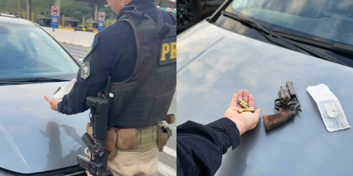 Polícia encontrou revólver e munições no veículo