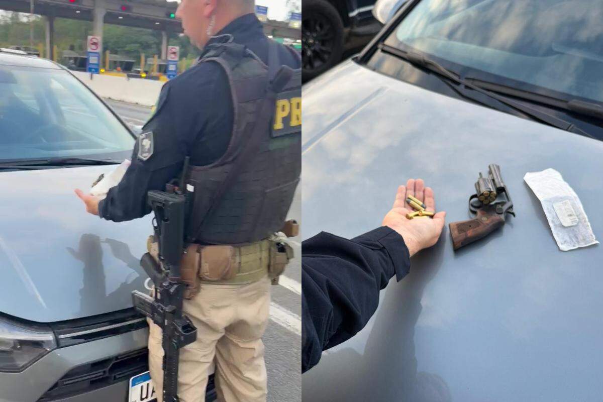 Polícia encontrou revólver e munições no veículo