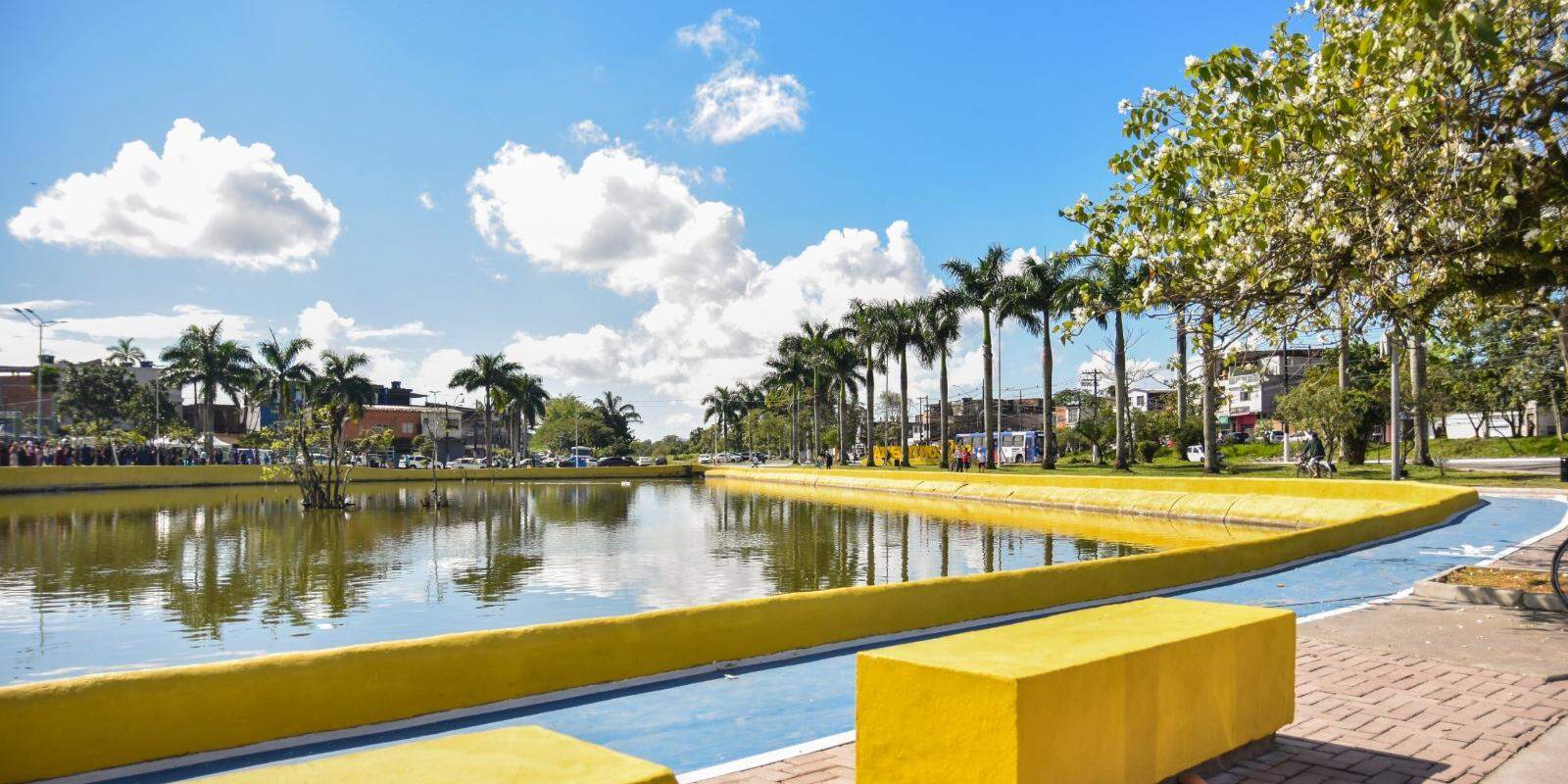 Lagoa do Quarentenário, em São Vicente, foi entregue revitalizada na sexta-feira (31)