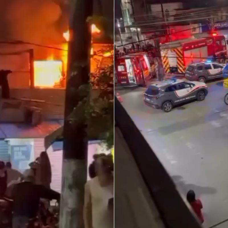 Imóvel pegou fogo e mobilizou autoridades na noite deste domingo (2), em Guarujá