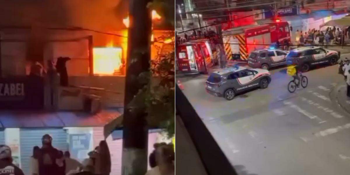 Imóvel pegou fogo e mobilizou autoridades na noite deste domingo (2), em Guarujá