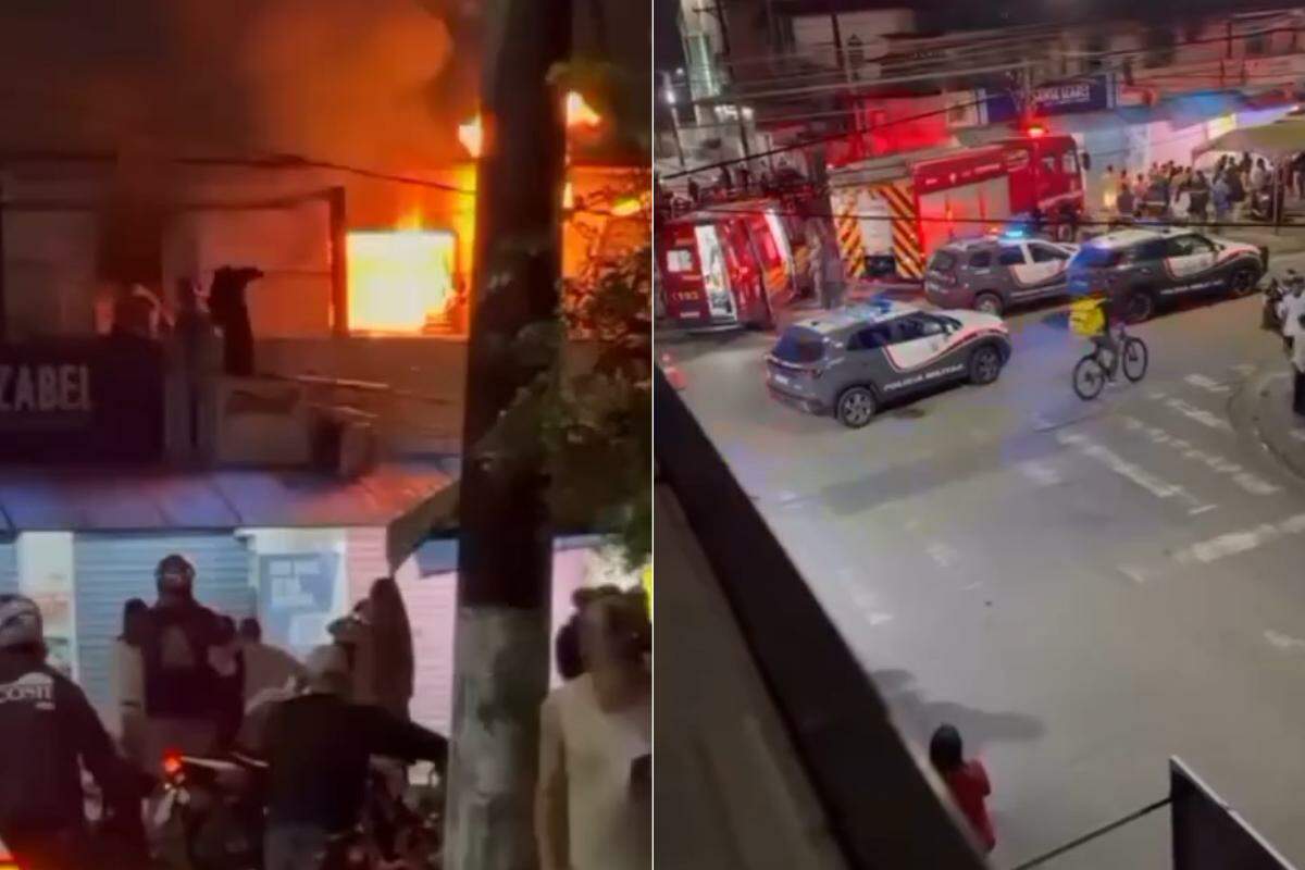 Imóvel pegou fogo e mobilizou autoridades na noite deste domingo (2), em Guarujá