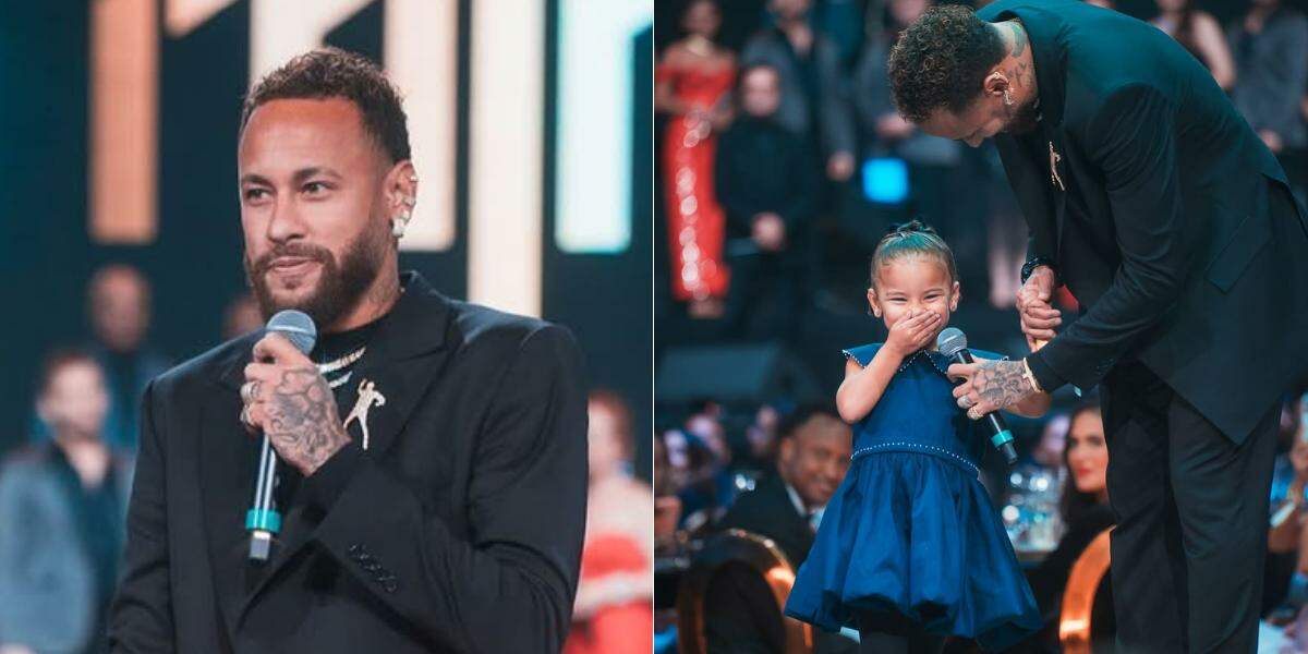 Neymar e a filha Mavie roubaram a cena durante o leilão, que teve lances milionários