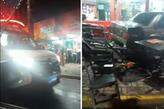 Carro invadiu pizzaria no bairro Agenor de Campos, em Mongaguá, na madrugada deste sábado (8)