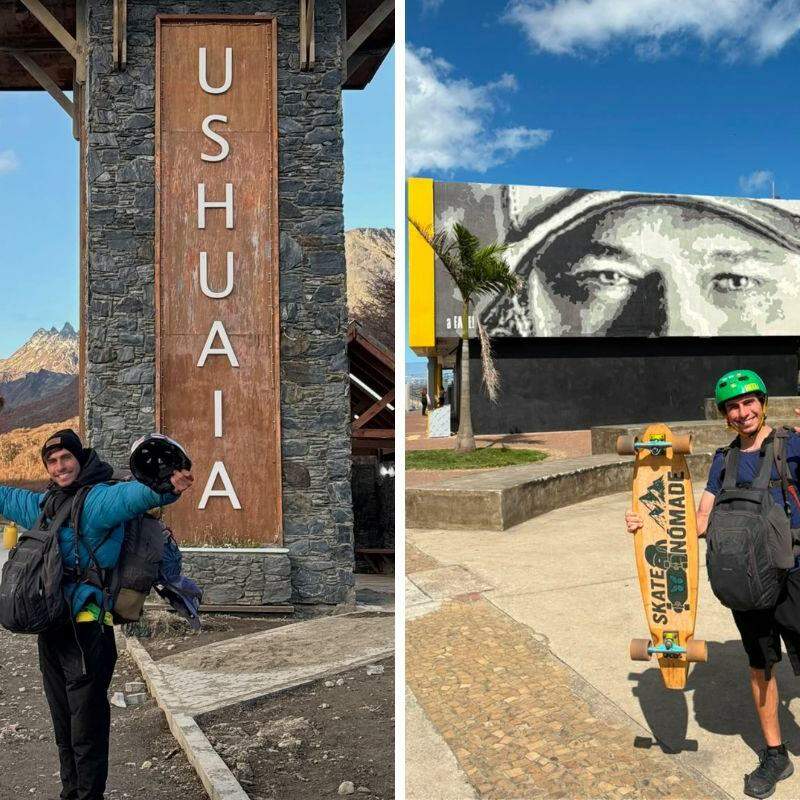 Roger veio ao litoral de São Paulo em maio após percorrer 4 mil quilômetros de skate até Ushuaia