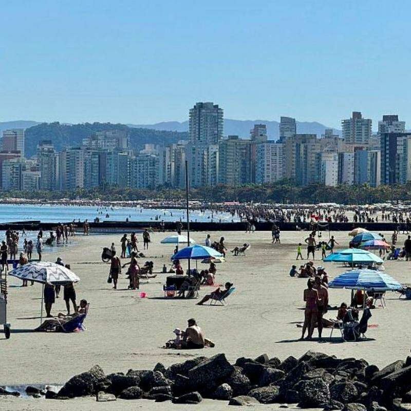 Temperaturas podem ficar até 3ºC acima da média na Baixada Santista e em todo o litoral de São Paulo