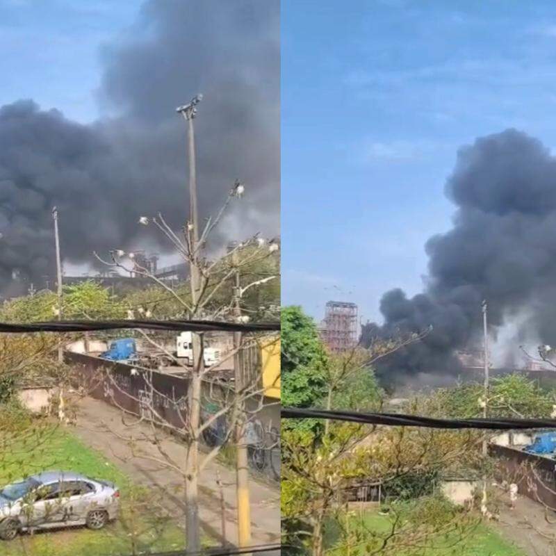 O incêndio consumiu completamente o caminhão