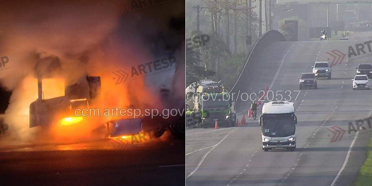 Incêndio em carreta ocorreu na altura do km 60, em Cubatão
