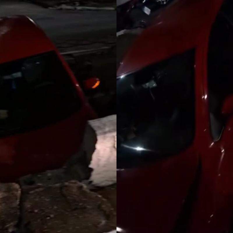 O veículo foi parar dentro de uma vala, em Guarujá