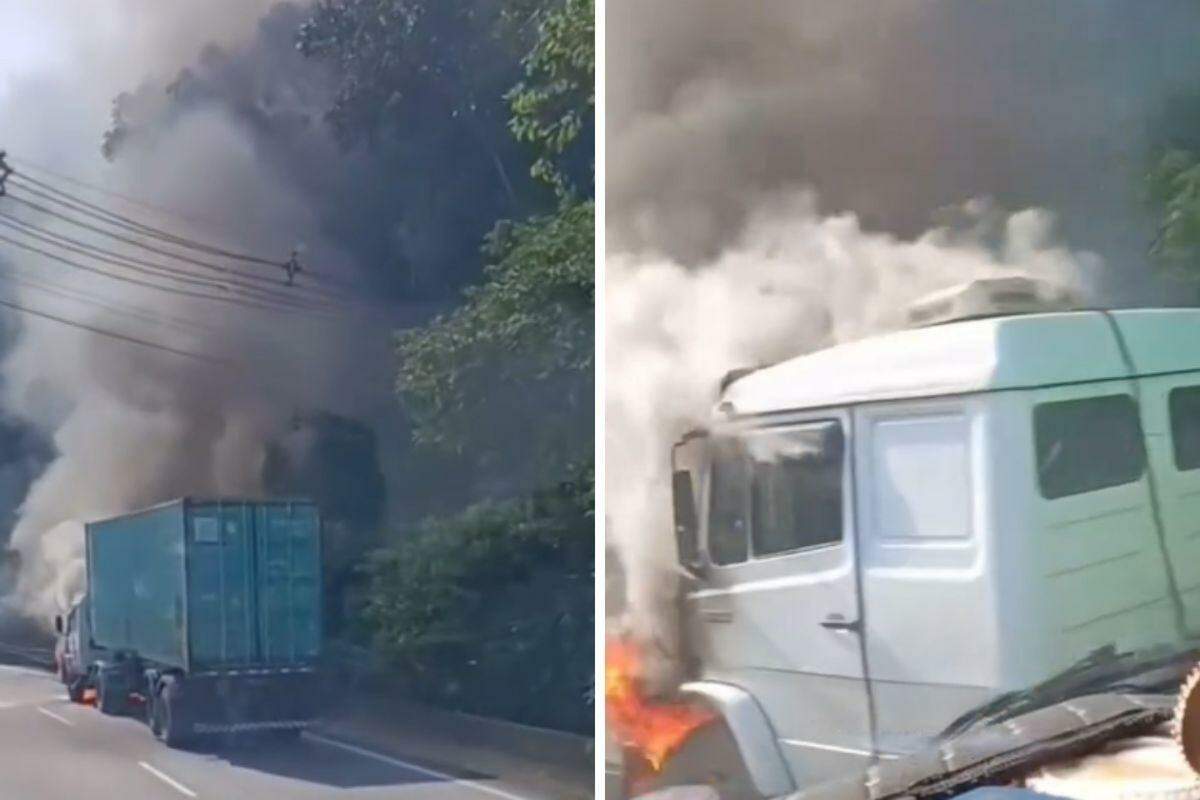 Incêndio atingiu o cavalo mecânico do caminhão
