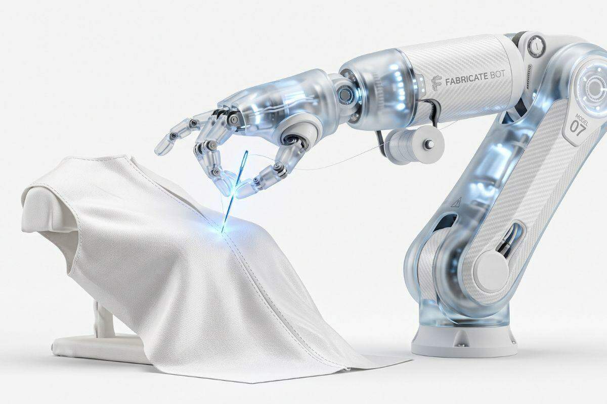 Aitu AI Robot é equipado com IA e visão computacional, capaz de identificar, separar, segurar, posicionar e alinhar tecidos