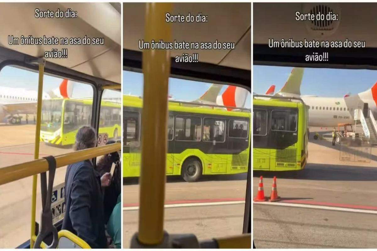 Ônibus atinge asa de Boeing 737 durante embarque no Aeroporto de Guarulhos