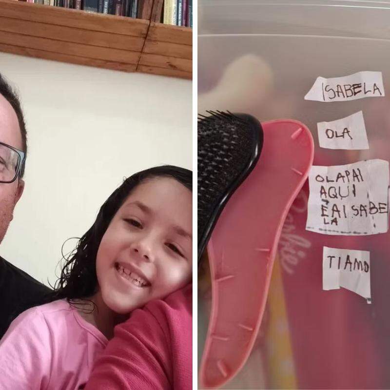 Sergio Fermino, a filha Isabela  e os bilhetinhos deixados pela filha antes de morrer