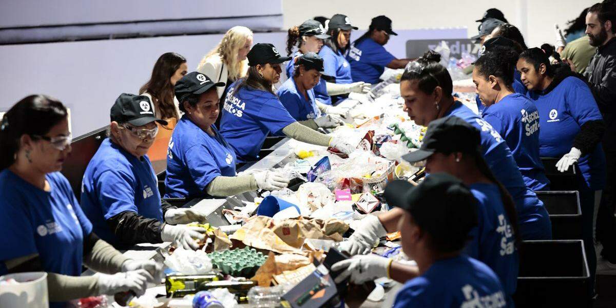 Papel, papelão, plástico, PET, vidro, alumínio e até chapas de raios X: mais de 30 materiais são selecionados, depois vendidos à indústria