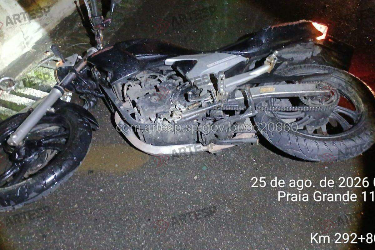 Motociclista morreu após acidente na Rodovia Padre Manoel da Nóbrega, em Praia Grande
