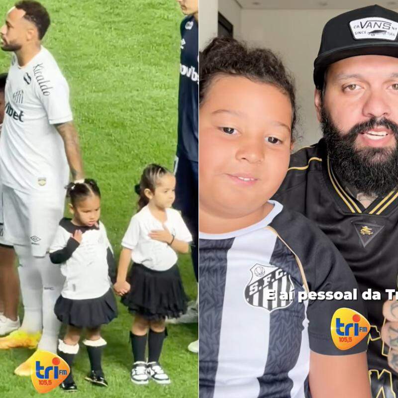Vitória Maria Ferraz, de 8 anos, se emocionou ao ganhar abraço de Neymar durante o hino nacional