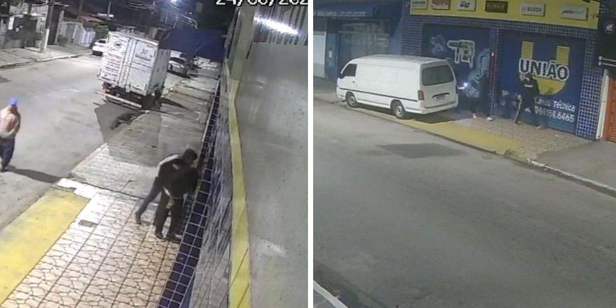 Criminosos invadiram loja no bairro Boqueirão, em Praia Grande, na madrugada de segunda-feira (24)