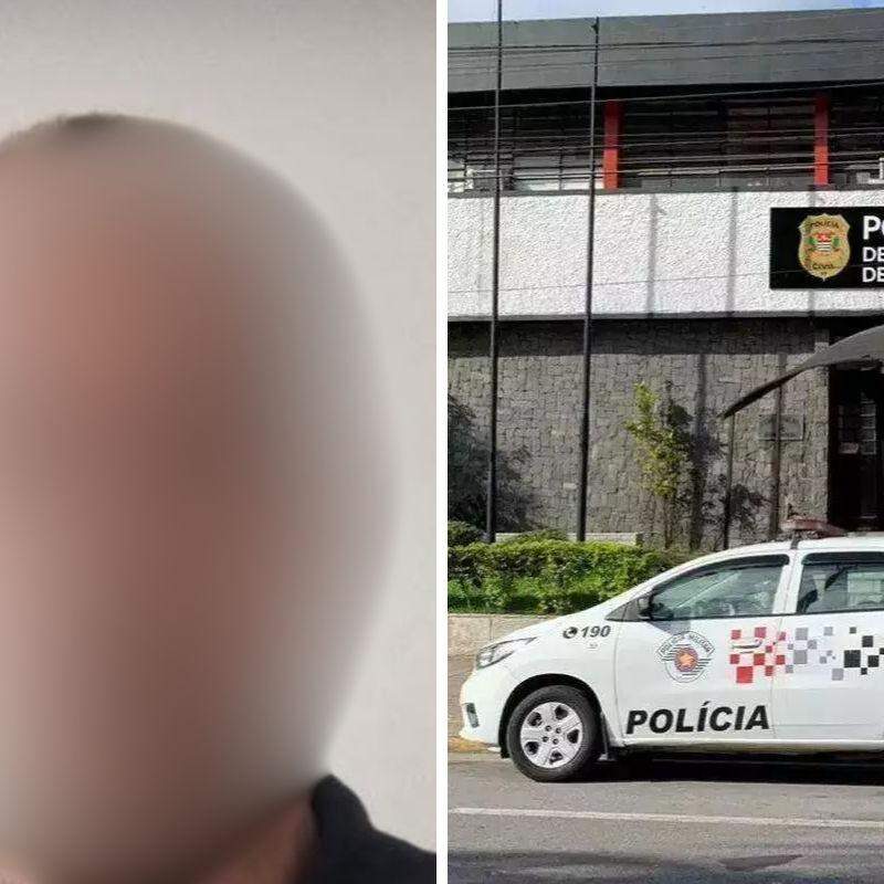 Acusado foi levado para a Delegacia de Guarujá, onde foi detido em flagrante