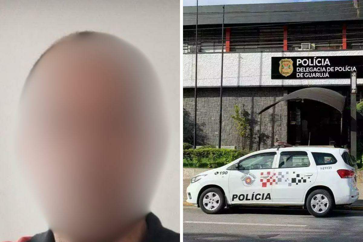 Acusado foi levado para a Delegacia de Guarujá, onde foi detido em flagrante