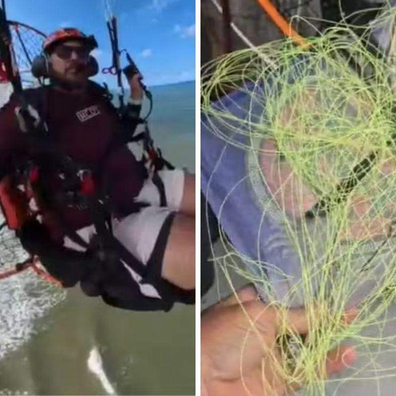 Adriano caiu enquanto praticava voo na praia de Bopiranga, em Itanhaém; linha de pipa teria atingido o equipamento
