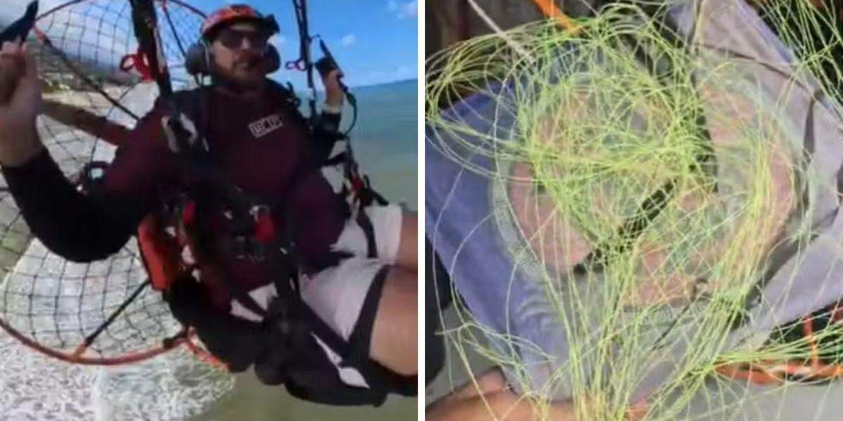 Adriano caiu enquanto praticava voo na praia de Bopiranga, em Itanhaém; linha de pipa teria atingido o equipamento