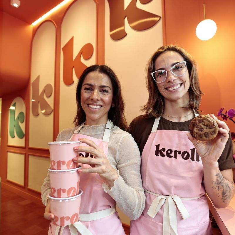 Karoline Barbeirotti e Fernanda Velasque celebram a nova fase da Keroll Cookies & Rolls, que ganhou loja física em Santos