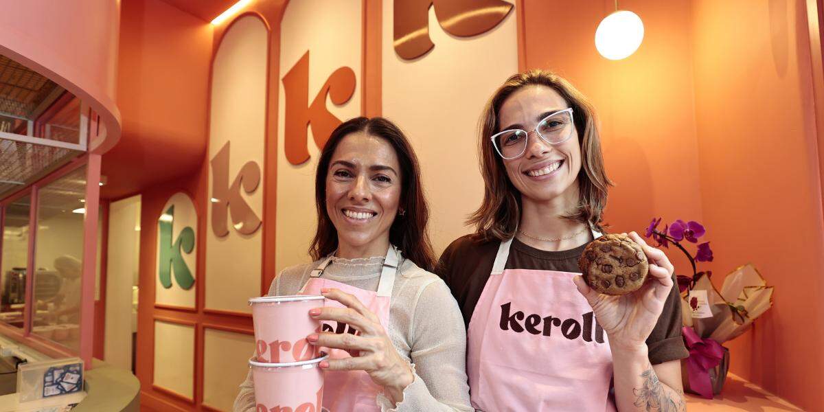 Karoline Barbeirotti e Fernanda Velasque celebram a nova fase da Keroll Cookies & Rolls, que ganhou loja física em Santos