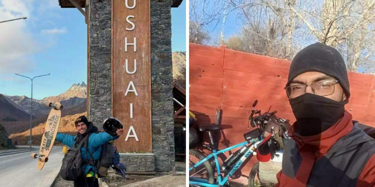 Roger Matheus chegou ao Ushuaia de Skate e Georgios Aciro está perto de chegar no destino de bicicleta