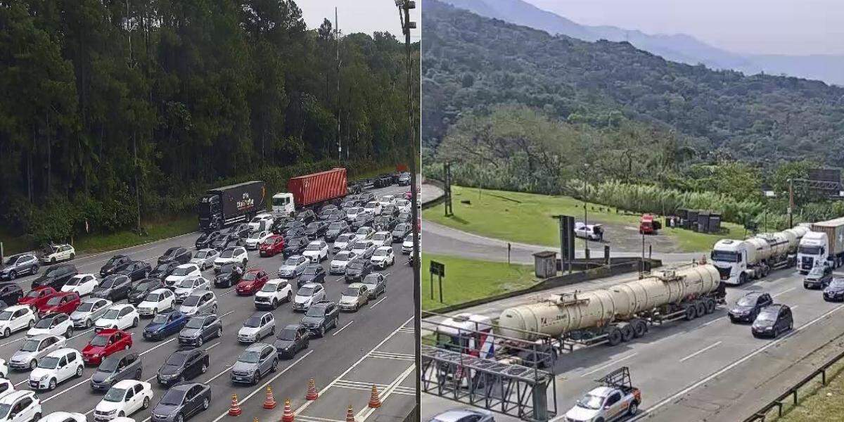 Motoristas encontram filas de veículos nos dois sentidos nas rodovias do litoral de São Paulo neste sábado (29)