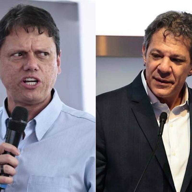 Tarcísio de Freitas (à esq.) e Fernando Haddad (à dir.)