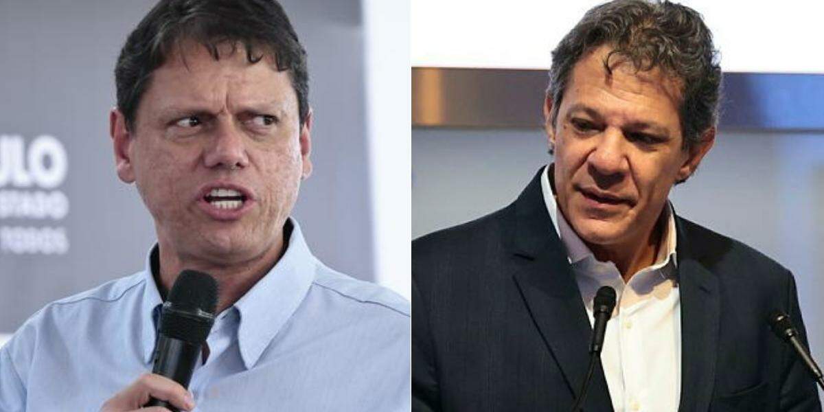 Tarcísio de Freitas (à esq.) e Fernando Haddad (à dir.)