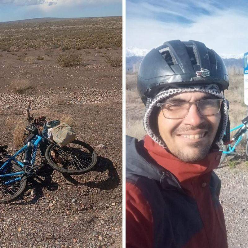 O aventureiro, de 30 anos, conta que o problema aconteceu no sábado (29), quando a roda dianteira da bicicleta apresentou defeito