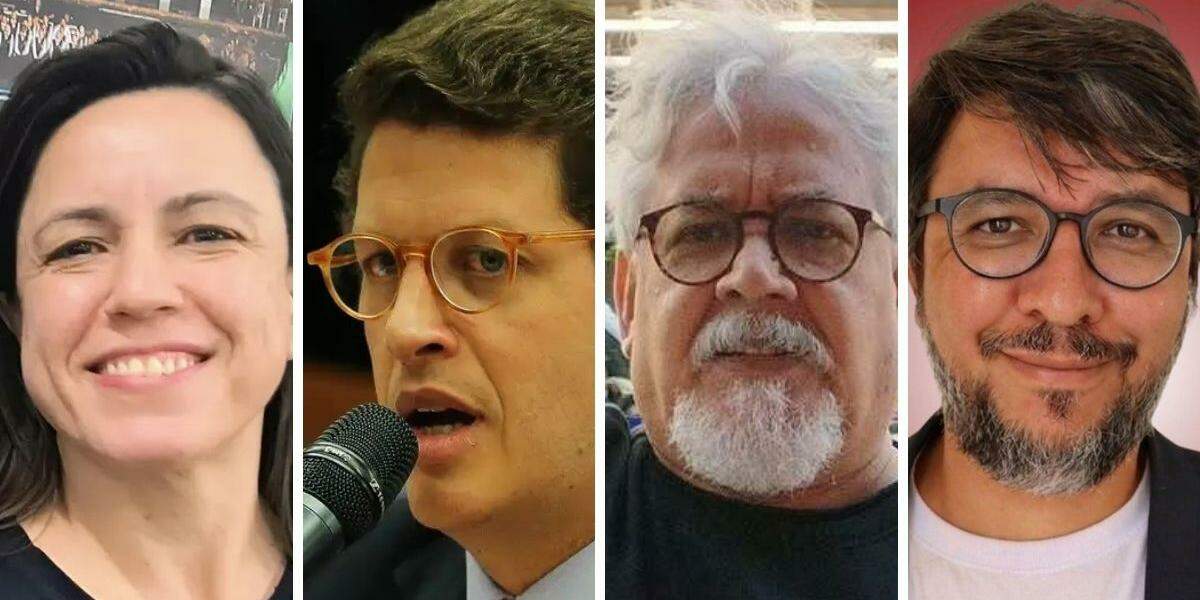 Maíra Dias de Souza (à esquerda), ao Senado. Ricardo Salles (o 2° da esquerda para direita) quer ser senador. Edmilson Costa (o 3° da esquerda para direita), à Presidência. Carlos Machado (o último à direita) almeja Estado