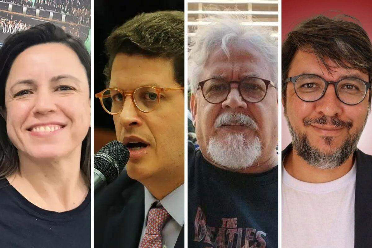 Maíra Dias de Souza (à esquerda), ao Senado. Ricardo Salles (o 2° da esquerda para direita) quer ser senador. Edmilson Costa (o 3° da esquerda para direita), à Presidência. Carlos Machado (o último à direita) almeja Estado