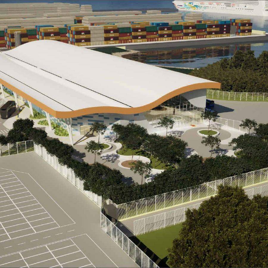 Com capacidade para receber até 5 mil turistas, o terminal terá dois pavimentos com toda a estrutura de recepção dos passageiros para embarque e desembarque