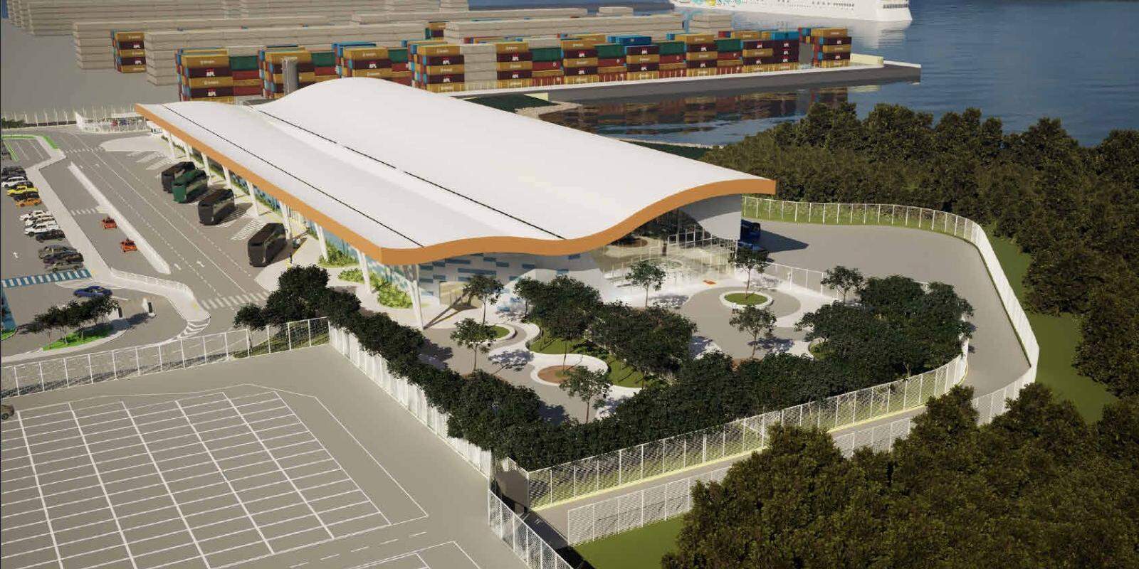 Com capacidade para receber até 5 mil turistas, o terminal terá dois pavimentos com toda a estrutura de recepção dos passageiros para embarque e desembarque