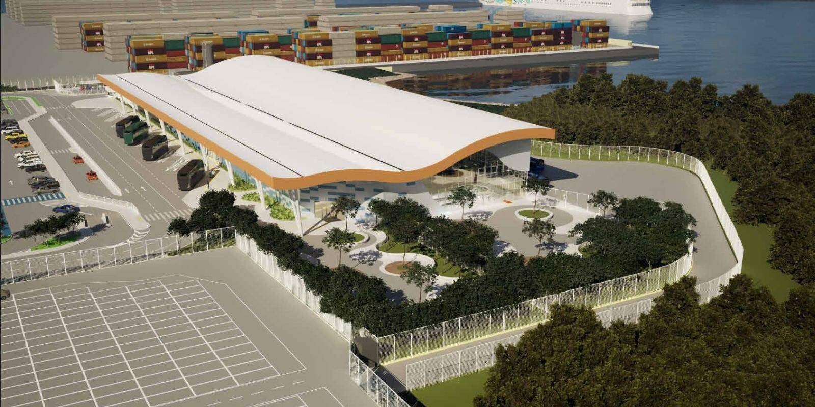 Com capacidade para receber até 5 mil turistas, o terminal terá dois pavimentos com toda a estrutura de recepção dos passageiros para embarque e desembarque