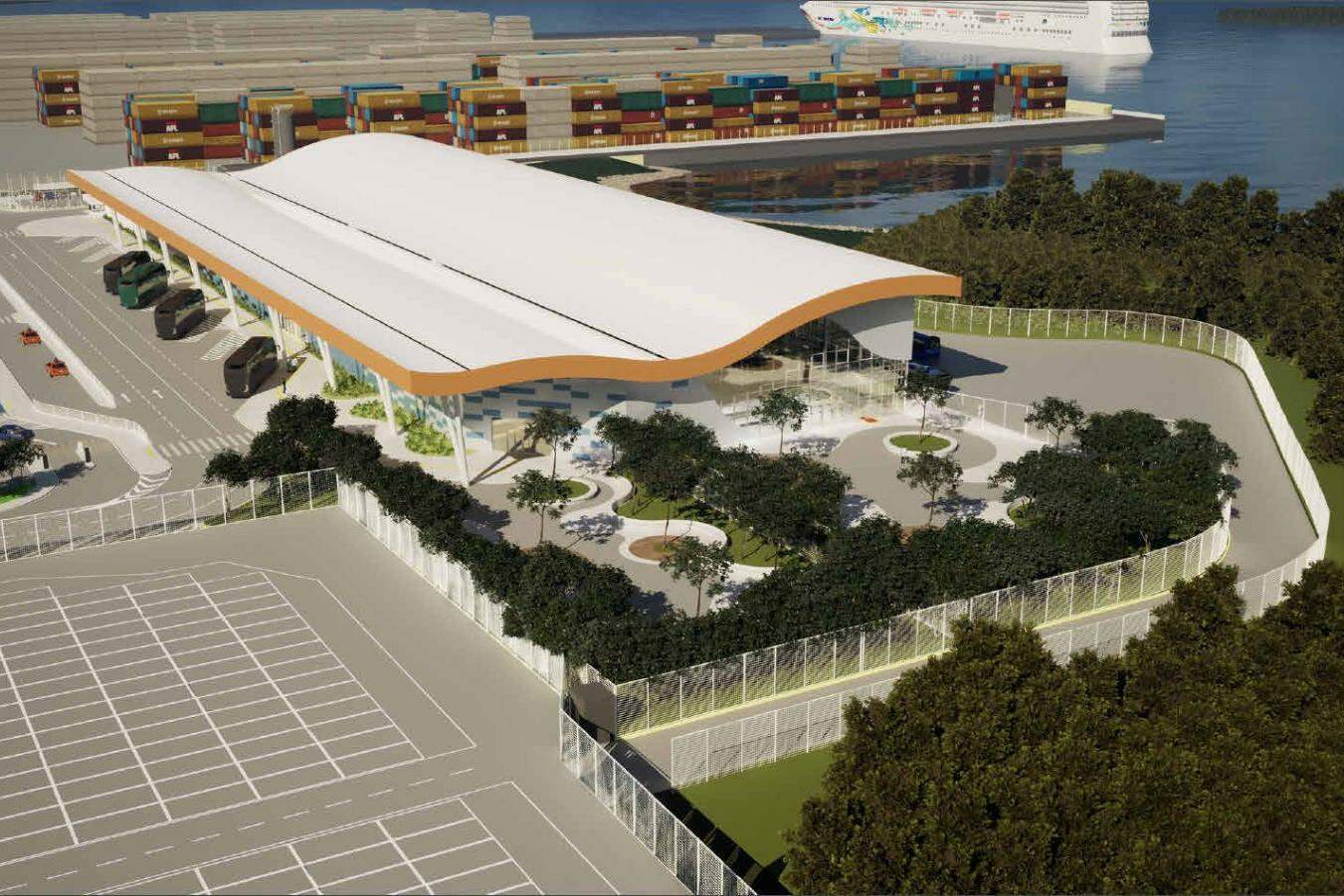 Com capacidade para receber até 5 mil turistas, o terminal terá dois pavimentos com toda a estrutura de recepção dos passageiros para embarque e desembarque