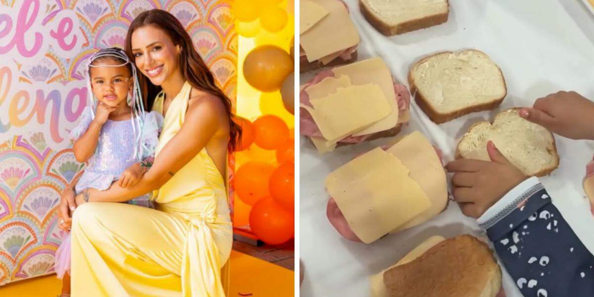 Bruna Biancardi compartilhou registros da preparação dos lanches ao lado da filha Mavie, de 2 anos; alimentos foram distribuídos a pessoas encontradas pelas ruas de Santos