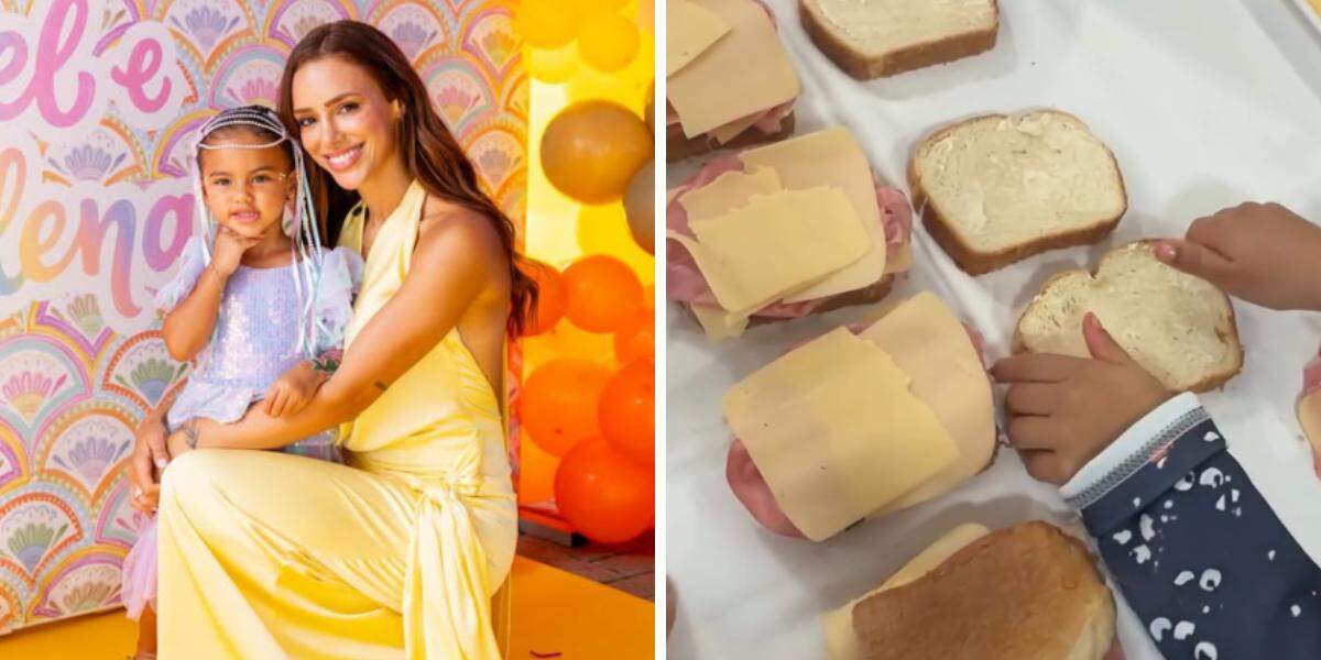 Bruna Biancardi compartilhou registros da preparação dos lanches ao lado da filha Mavie, de 2 anos; alimentos foram distribuídos a pessoas encontradas pelas ruas de Santos