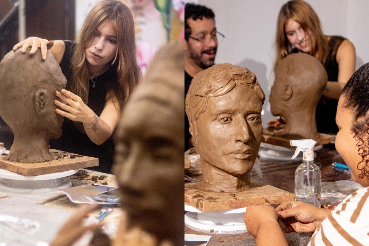 Ao voltar de Florença, ela ministrou workshop Esculpindo uma Cabeça
