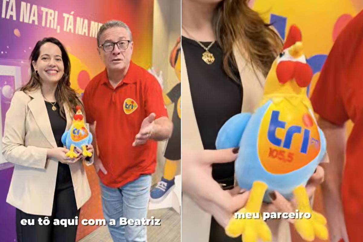 A Beatriz escolheu o nome do galinho do Trizinho