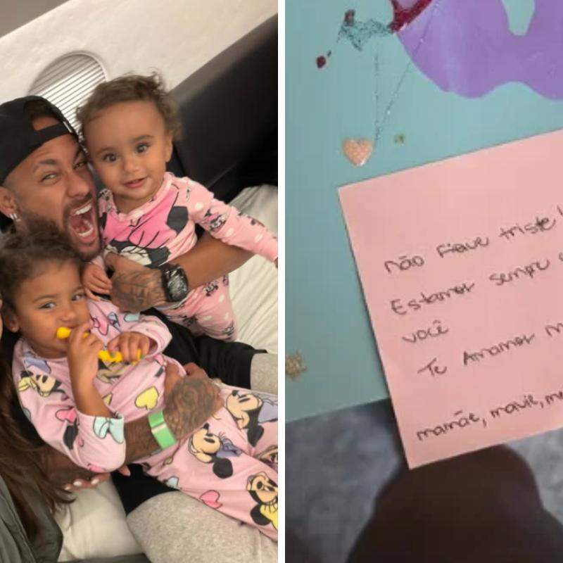 A novidade veio à tona após Neymar compartilhar nas redes sociais um bilhete carinhoso escrito por Bruna Biancardi (à direita)