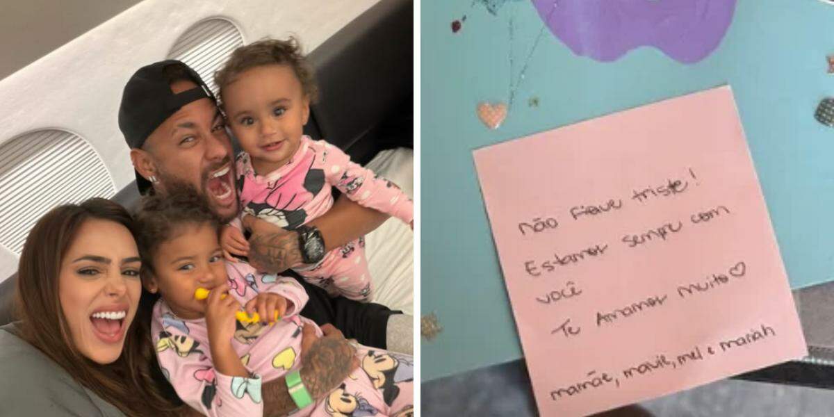 A novidade veio à tona após Neymar compartilhar nas redes sociais um bilhete carinhoso escrito por Bruna Biancardi (à direita)