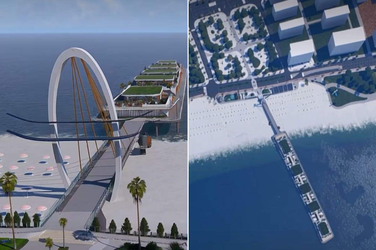 Novo ponto turístico de Praia Grande será construído na orla da praia e passará por crivo da Câmara no litoral de SP