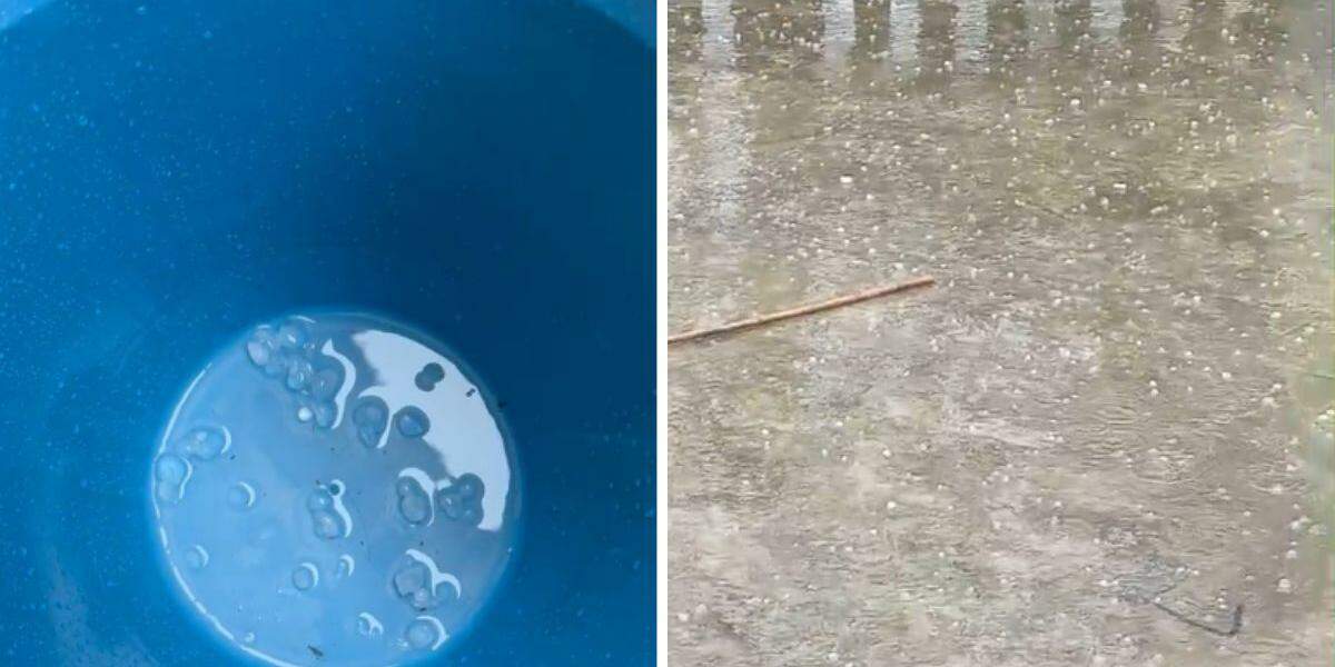 Granizo foi registrado por moradores de Mongaguá e Itanhaém