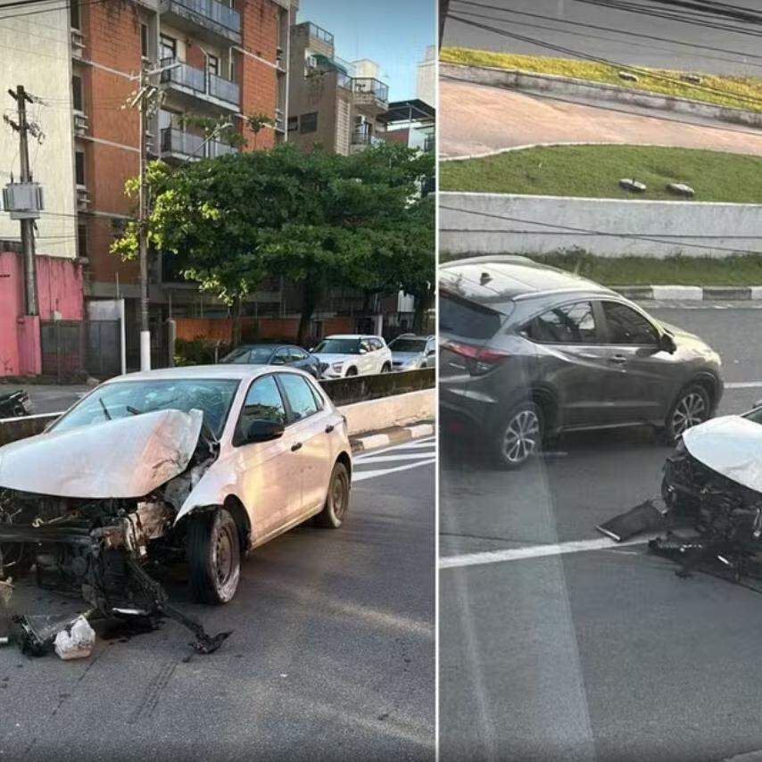 A colisão aconteceu na Avenida Dom Pedro I, em Guarujá
