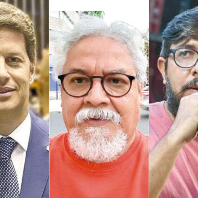 Ricardo Salles, candidato a senador (à esq.), Edmilson Costa, candidato à presidente (ao centro) e Carlos Machado, candidato a governador (dir.)