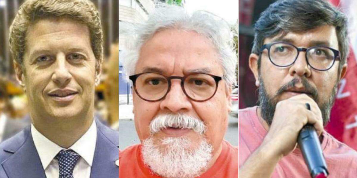 Ricardo Salles, candidato a senador (à esq.), Edmilson Costa, candidato à presidente (ao centro) e Carlos Machado, candidato a governador (dir.)