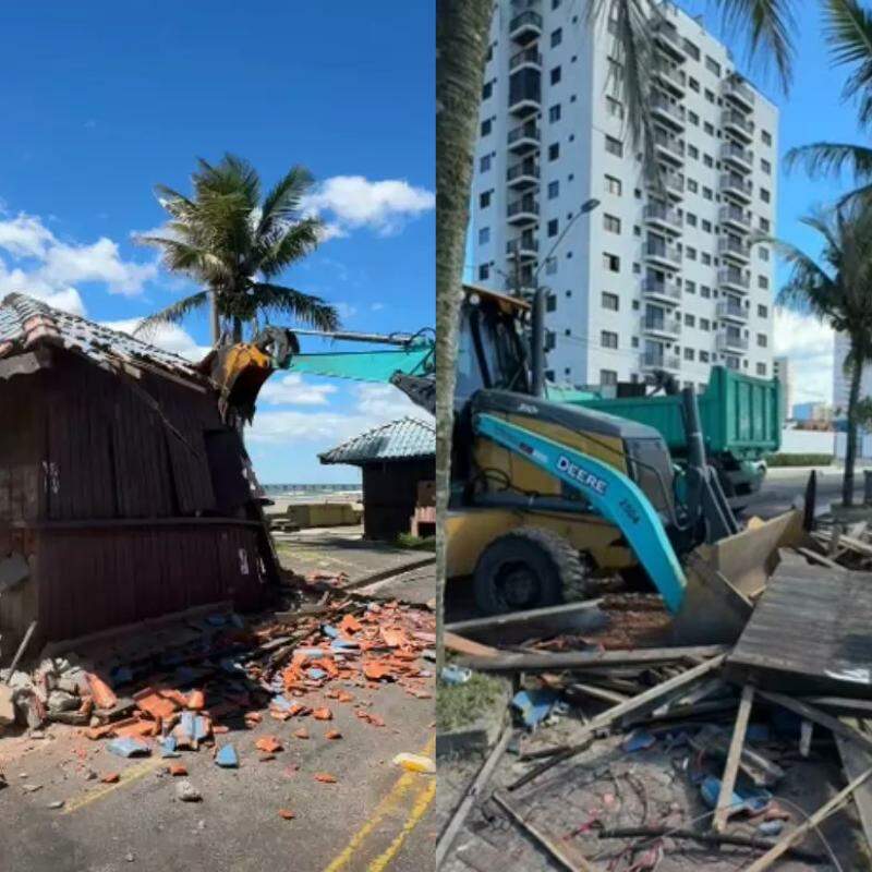 A Prefeitura de Mongaguá afirma que são realizadas as demolições dos quiosques que apresentam irregularidades na praia